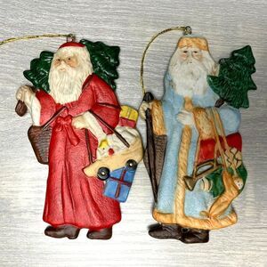 Set of 2 vintage Smithsonian Santa ornaments